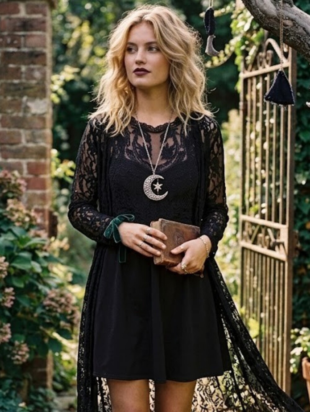 Whimsigoth Lace Skater Dress Moody Goth Coquette Grunge Festival